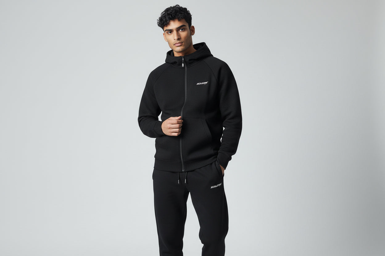 Tracksuit Black Ribbed Structure
